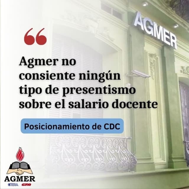 AGMER no consiente ningún tipo de presentismo sobre el salario docente