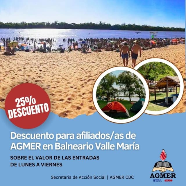 Descuento para afiliados/as en Balneario Camping Valle María