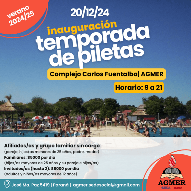 Inauguración de la temporada de piletas en el camping de AGMER