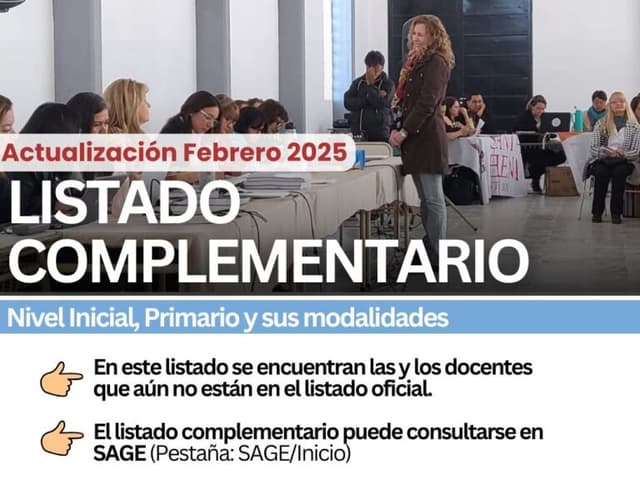 Listado Complementario y concurso de suplencias (Inicial y primaria)