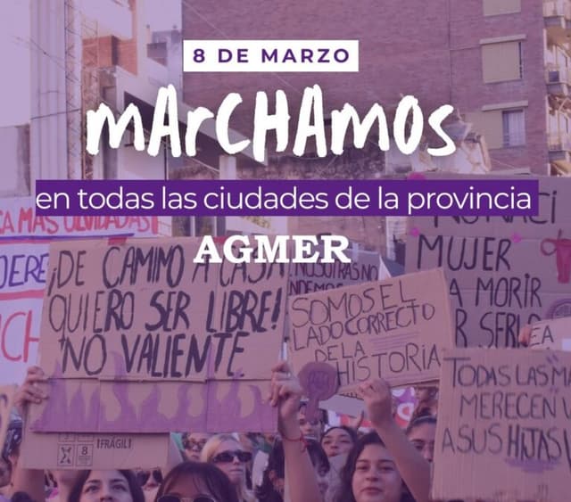#8M. AGMER se suma a la jornada de lucha en el Día de la Mujer Trabajadora