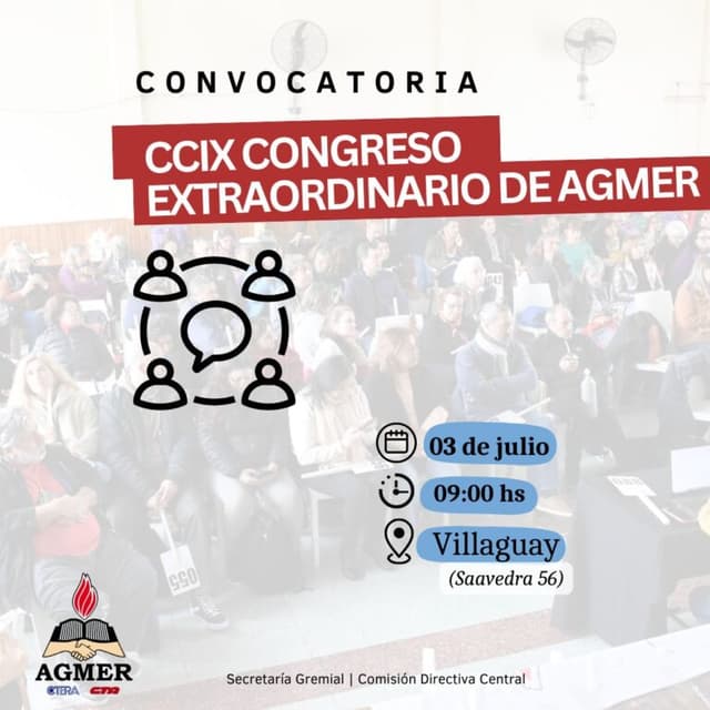 AGMER convoca a Congreso Extraordinario